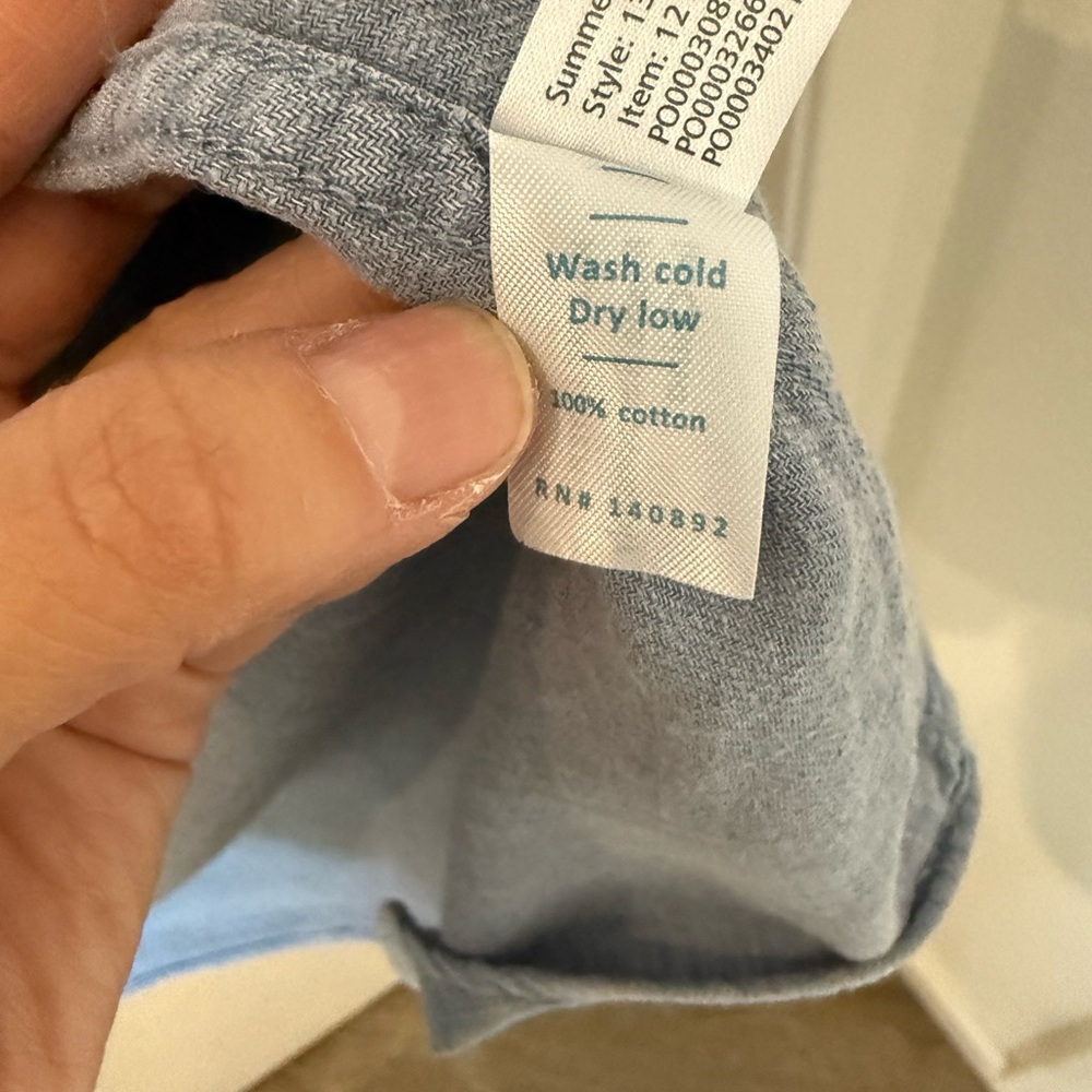 Marine Layer Stretch Salvage Chambray Blue Button Down Shirt Sz L - Picture 8 of 8